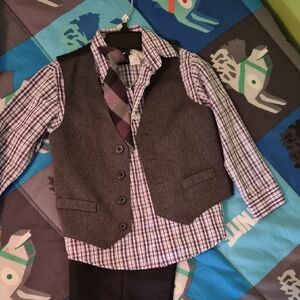 Kids Plaid Shirt and Vest Set
